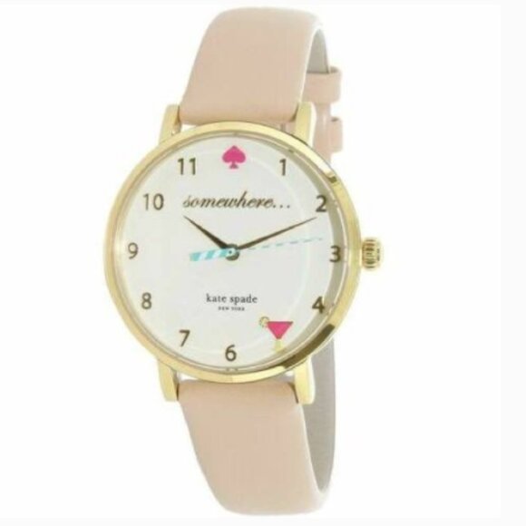 ♠️Kate Spade Metro 5 O\'clock Somewhere Watch Beige & Goldtone main image 6